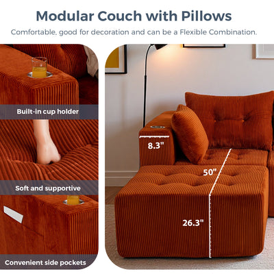 L Shaped Modular Sofa #color_orange
