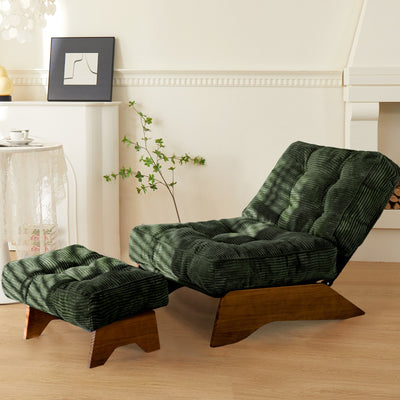 MAXYOYO Adjustable Accent Chair with Ottoman, Tufted Lounge Chair Set, Dark Green
