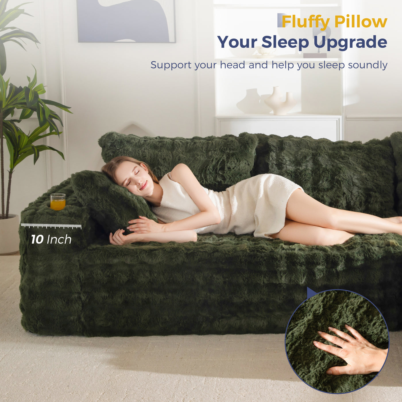 MAXYOYO 104" Modular Sectional Couch with L-Shape Chaise, Modern Boneless Couch for Living Room, Sofa in A Box, Oversized Sofa Sleeper with Deep Seat, No Assembly Required, Green