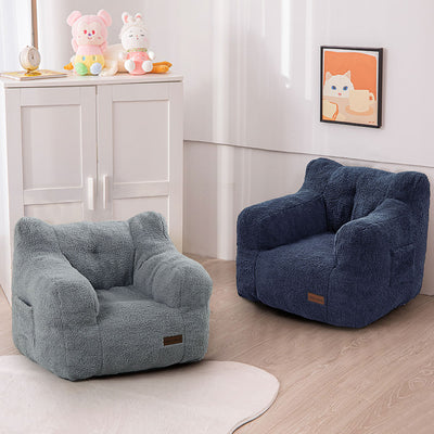 MAXYOYO Kids Sherpa Bean Bag Chair, Teddy Lazy Sofa for Girls and Boys, Navy
