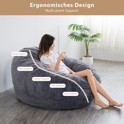MAXYOYO Giant Fur Bean Bag Chair - Round Fluffy Bean Bag for Adult, Dark Grey