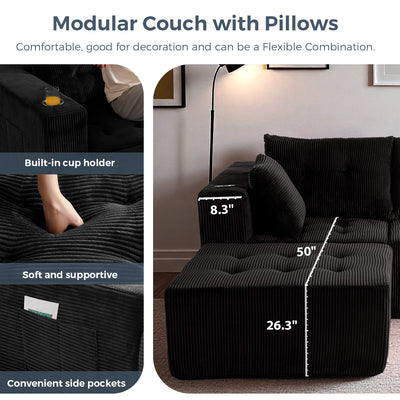 L Shaped Modular Sofa #color_black