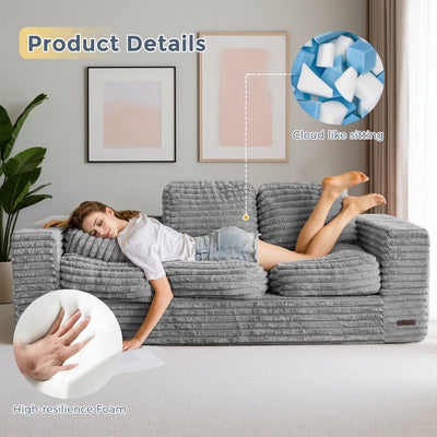 MAXYOYO 3-Seater Faux Fur Sofa – Fluffy Boneless Couch with Pillows in a Box, Faux Fur Lounge, No Assembly