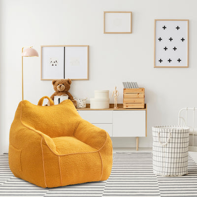 MAXYOYO Kids Bean Bag Chair, Sherpa Bean Bag Couch with Decorative Edges for children's room (Lemon Yellow)