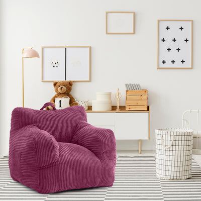 MAXYOYO Kids Bean Bag Chair, Corduroy Bean Bag Couch with Armrests for Children's Room (Rose Pink)