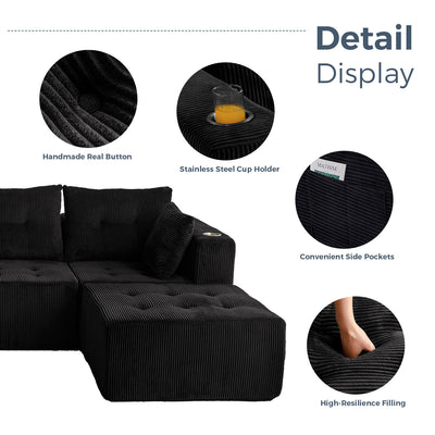 U Shaped Modular Sofa #color_black