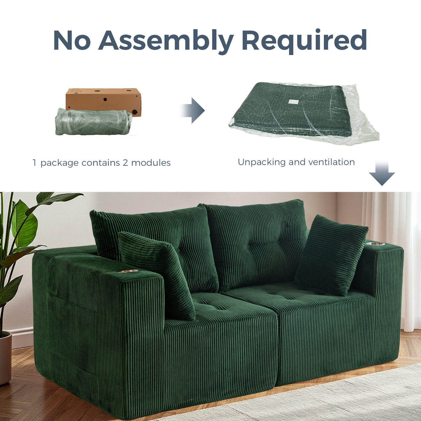 Modular Sectional Sofa Couch #color_green