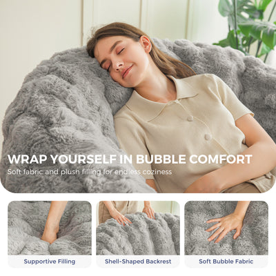 MAXYOYO Giant Bean Bag Chair for Adults, Stuffed Shell-Shaped Large Bean Bag Couch, Cozy Living Room Chair with Filler, Floor Sofa Lazy Sofa for Bedroom Living Room