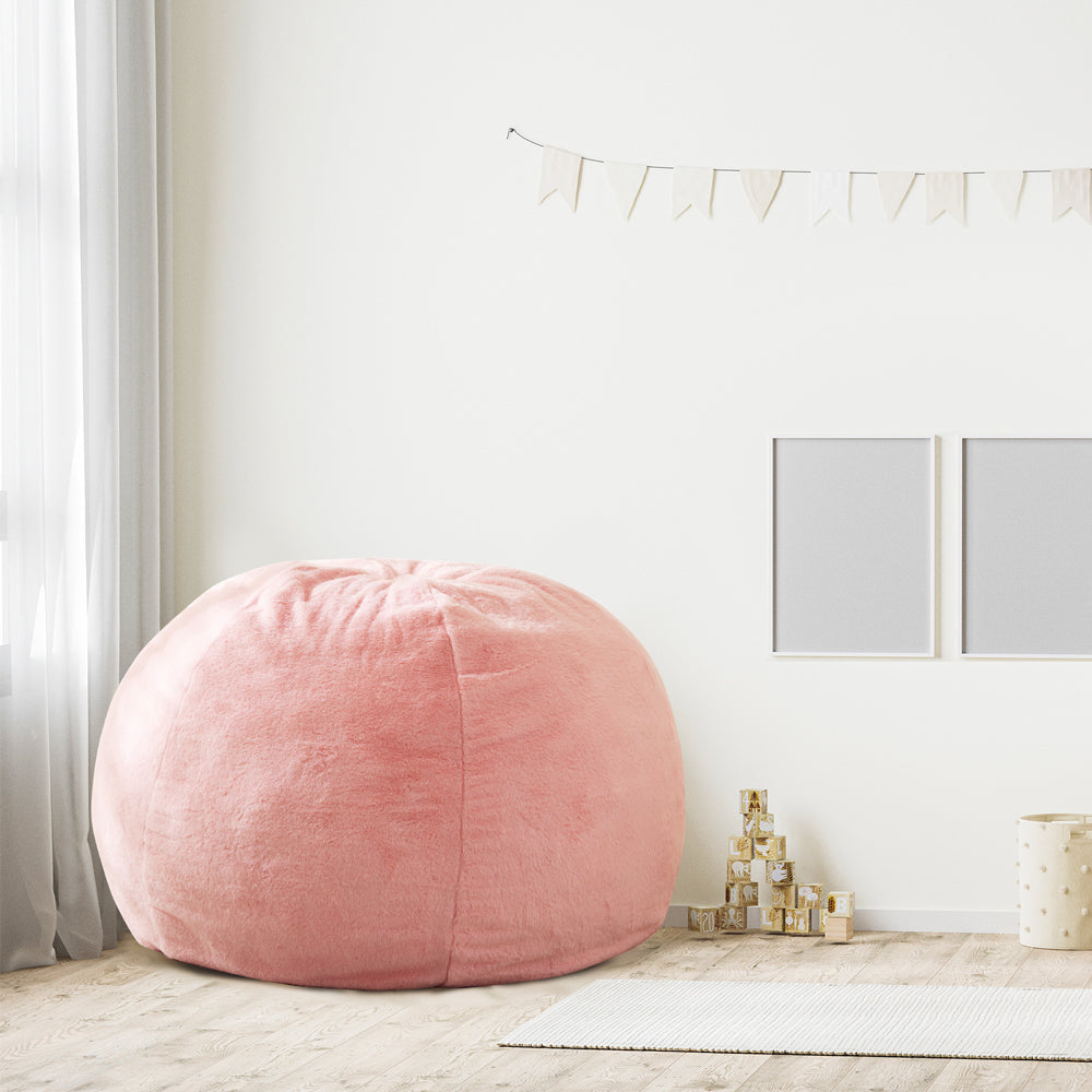 MAXYOYO 2-in-1 Kids Bean Bag Chair, Convertible Kids Bean Bag into Floor Bed (Pink)