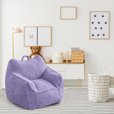 MAXYOYO Kids Bean Bag Chair, Sherpa Bean Bag Couch with Decorative Edges for children's room (Purple)