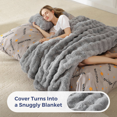 MAXYOYO Giant Bean Bag Chair with Pillow, 3 in 1 Convertible Bean Bag Chair for Adults with Removable Cover, Floor Cushion Stuffed Floor Lounger for Living Room Bedroom, Bubble