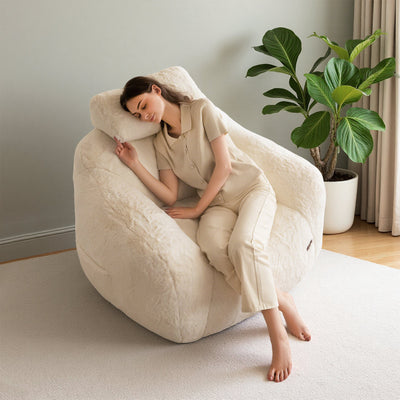 MAXYOYO Giant Bean Bag Chair with Pillow - Plush Huge Bean Bag Chair Couch (Zippered Link Pillow), Beige