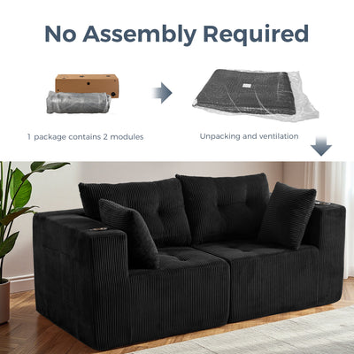 Modular Sectional Sofa Couch #color_black