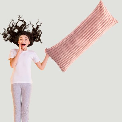 MAXYOYO Body Pillow - Ultra Striped Faux Fur Long Bed Pillows for Sleeping (20 x 54 Inch, Pink)