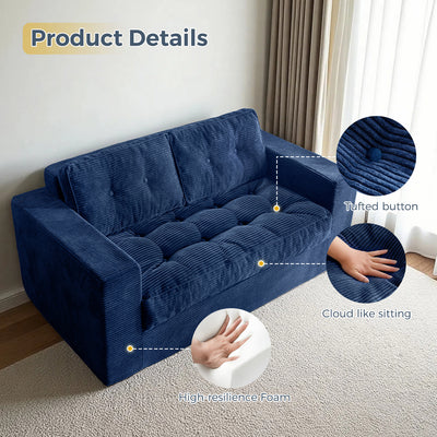 MAXYOYO Bean Bag Chair for Adults, Upholstered Floor Sofa with Armrests, Loveseat Boneless Couch with Tufted Cushion, Sofa in A Box, Large Bean Bag Couch for Bedroom Living Room,