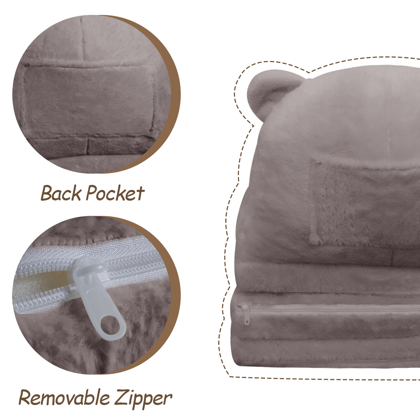 MAXYOYO Plush Foldable Kids Sofa, Grey Baby Seat