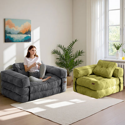 MAXYOYO Convertible  Sofa Bed with Armrest – 2-Seat Foldable Couch, Dark Grey