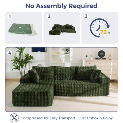 MAXYOYO 104" Modular Sectional Couch with L-Shape Chaise, Modern Boneless Couch for Living Room, Sofa in A Box, Oversized Sofa Sleeper with Deep Seat, No Assembly Required, Green