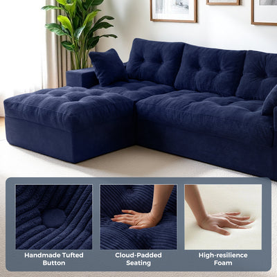 MAXYOYO L-Shaped Sectional Puffinest Modular Sofa – Convertible Ottoman, No-Assembly, 4-in-1 Flexible Layout