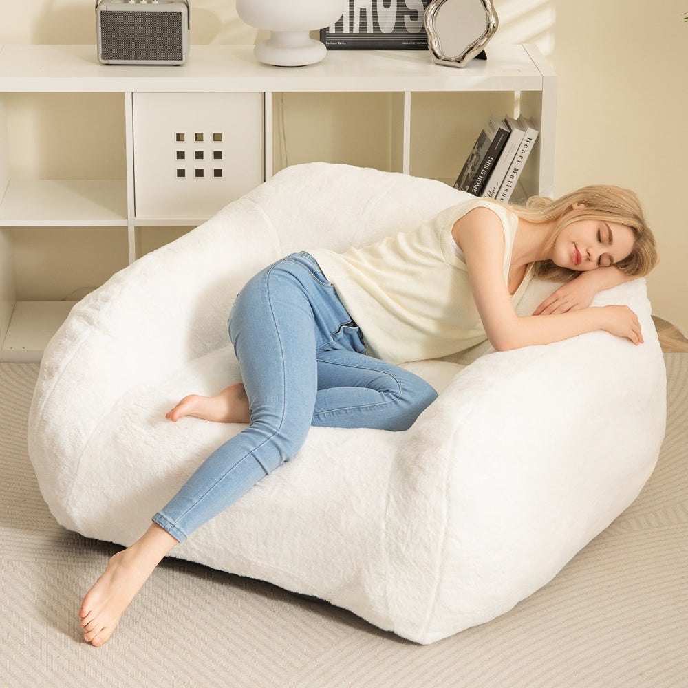 MAXYOYO Giant Bean Bag Chair, Comfy Sofa Chair with Armrests for Gaming, Reading, Beige