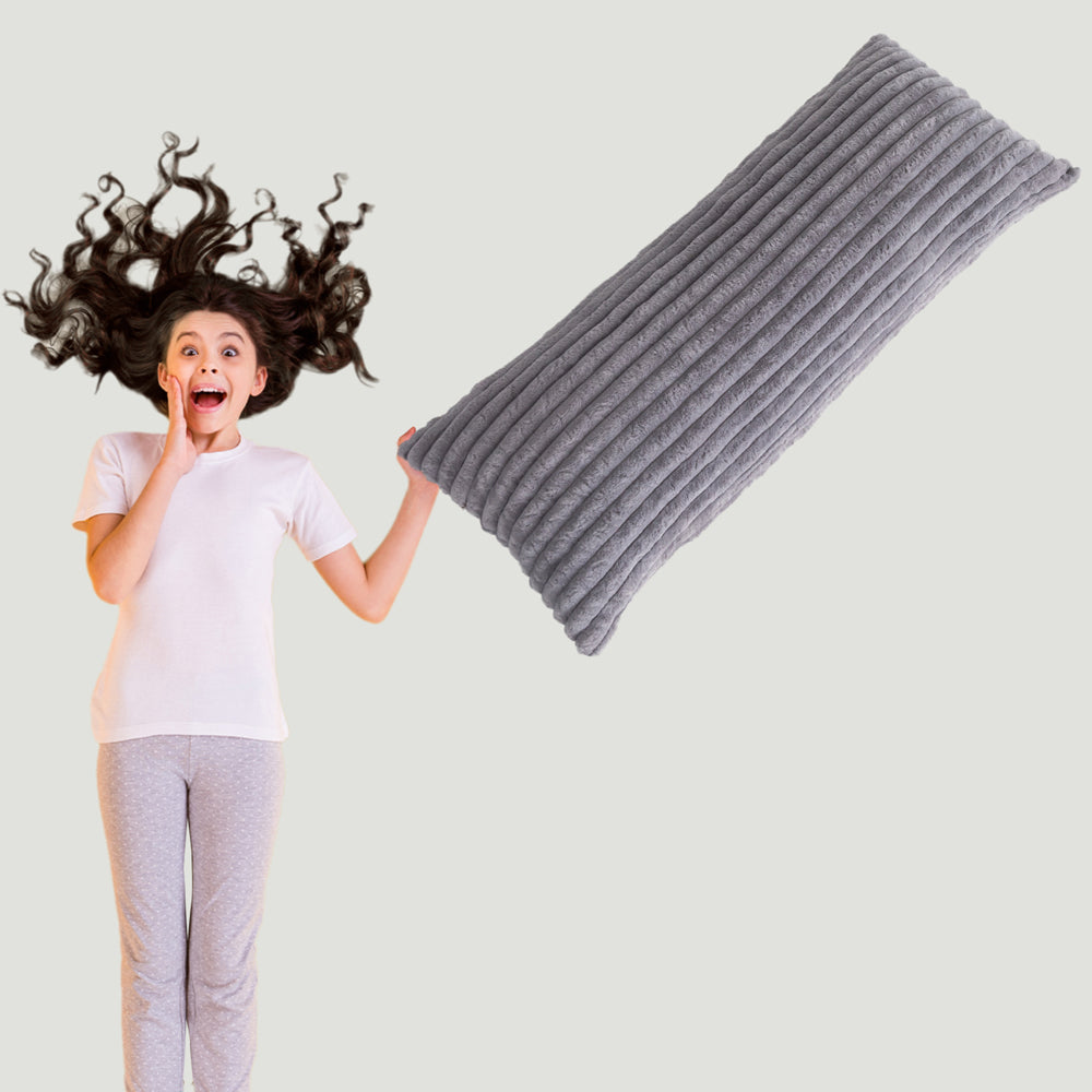 MAXYOYO Body Pillow, Ultra Striped Faux Fur Full Large Body Pillows Insert for Adults (20x54 inch, Grey)