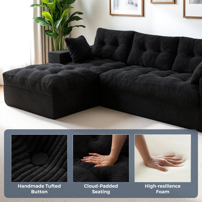 MAXYOYO L-Shaped Sectional Puffinest Modular Sofa – Convertible Ottoman, No-Assembly, 4-in-1 Flexible Layout