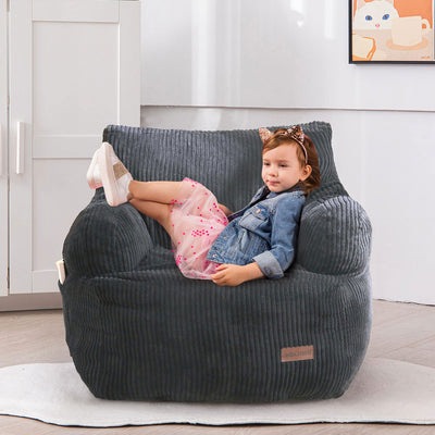 MAXYOYO Kids Bean Bag Chair, Stuffed Toddler Bean Bag Sofa with Filler Bean Bag Chair for Boys and Girls, Dark Grey