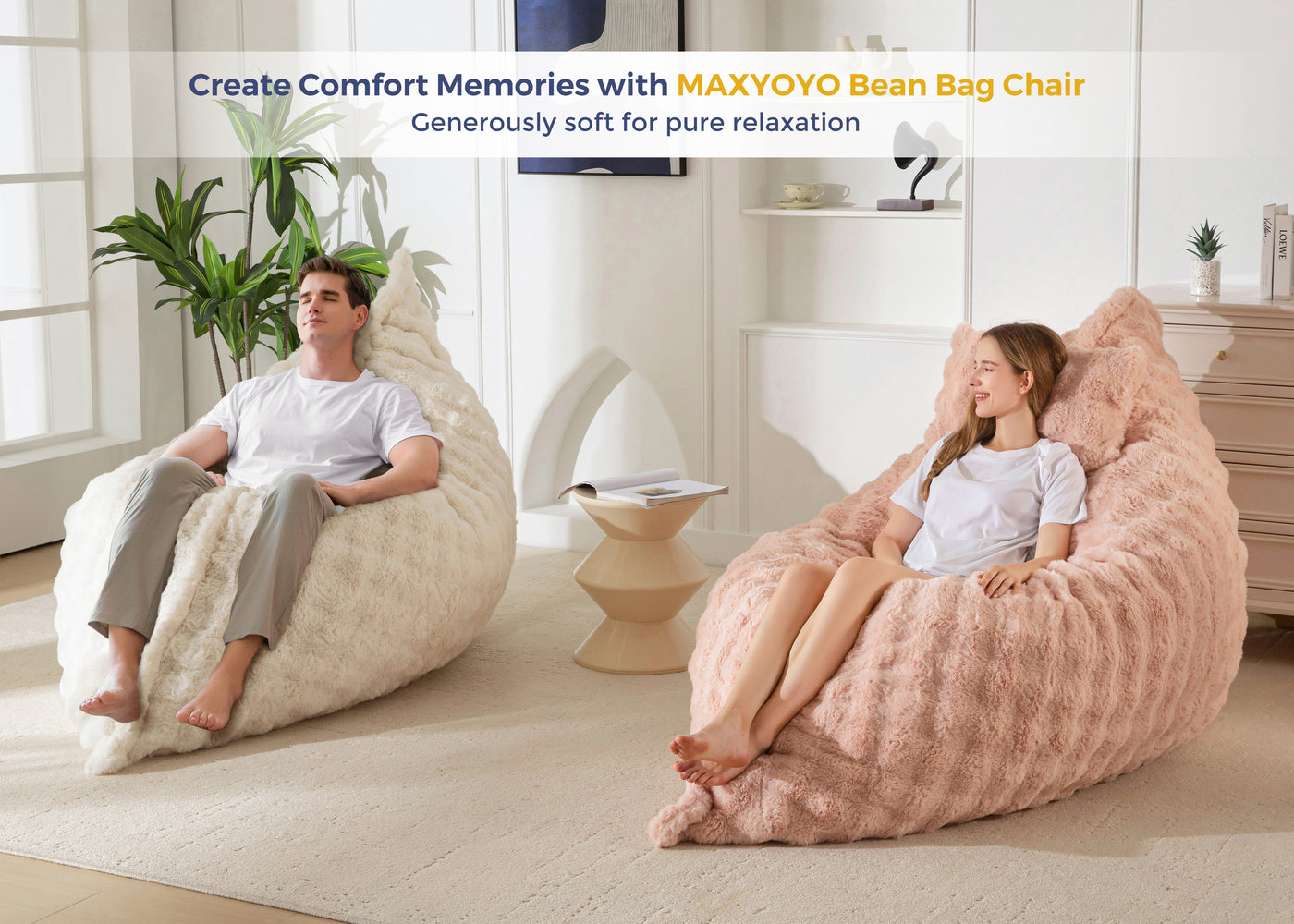 MAXYOYO Giant Bean Bag Chair with Pillow, 3 in 1 Convertible Bean Bag Chair for Adults with Removable Cover, Floor Cushion Stuffed Floor Lounger for Living Room Bedroom, Bubble