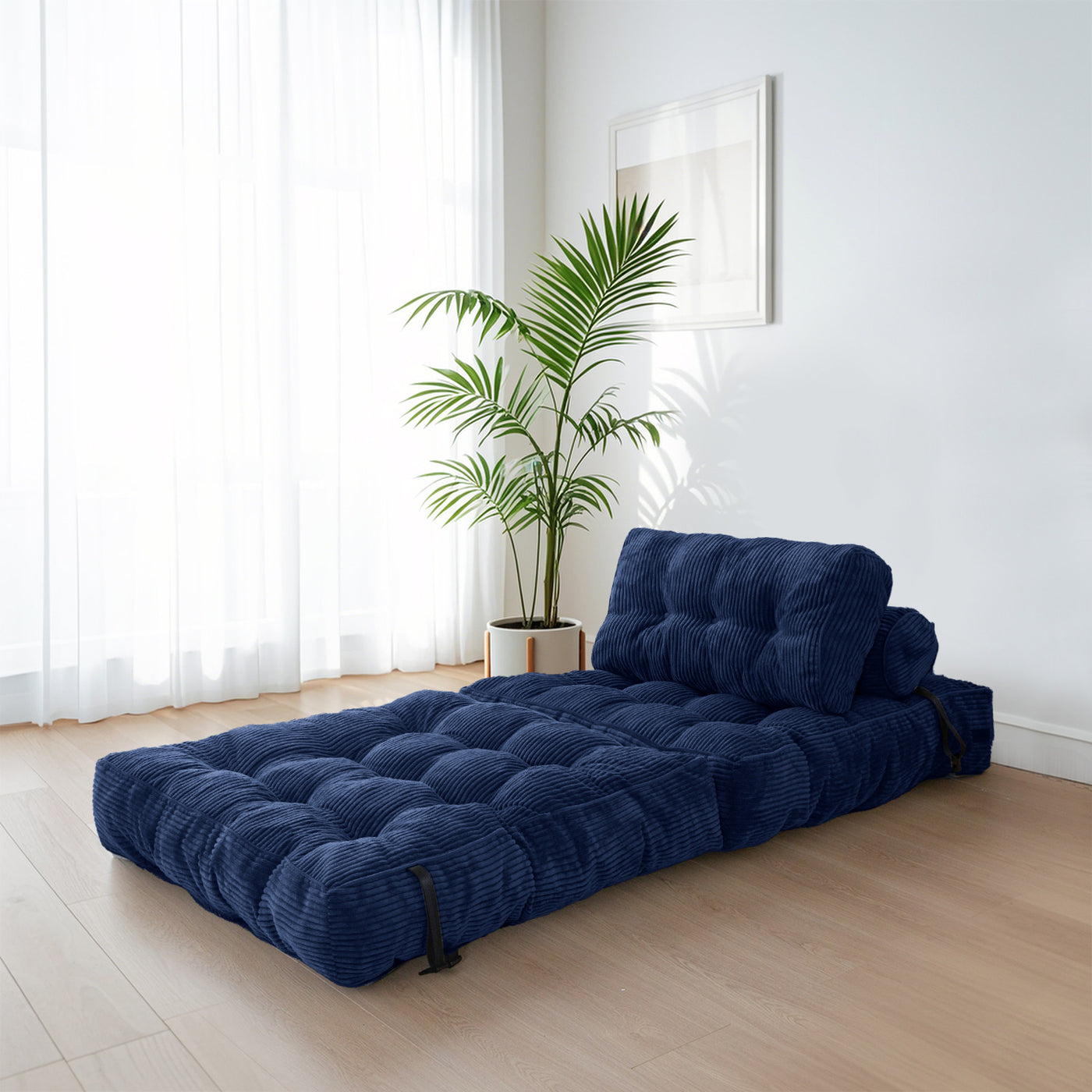 corduroy bean bag folding sofa#color_navy