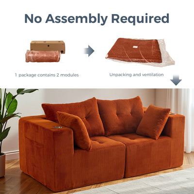 Modular Sectional Sofa Couch #color_orange