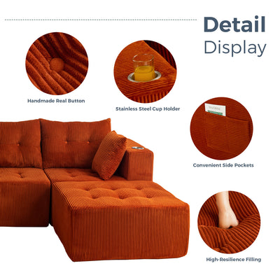 U Shaped Modular Sofa #color_orange