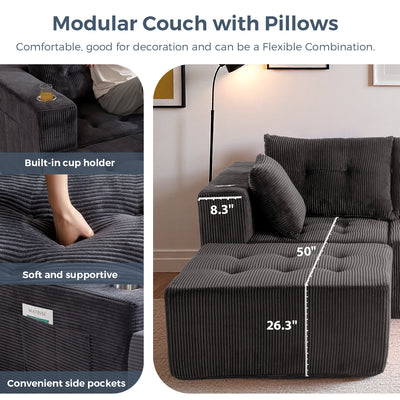L Shaped Modular Sofa #color_grey