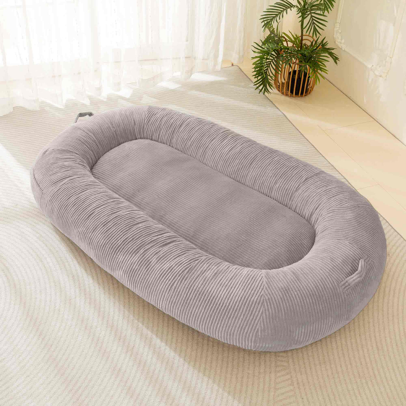 MAXYOYO Human Dog Bed, Corduroy Giant Bean Bag Dog Bed for Humans and Pets, Grey