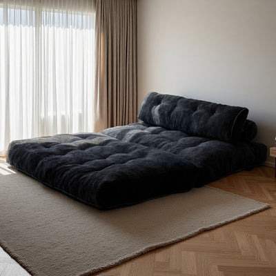 MAXYOYO Corduroy Folding Sofa Bed, Convertible Sleeper Chair with Pillow Foldable Mattress with Back Support(Double), Black