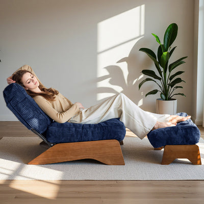 MAXYOYO Adjustable Accent Chair with Ottoman, Tufted Lounge Chair Set, Navy