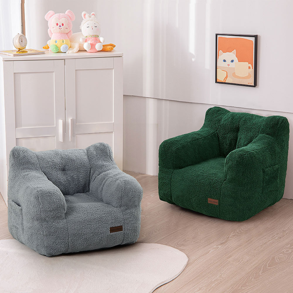 MAXYOYO Kids Sherpa Bean Bag Chair, Teddy Lazy Sofa for Girls and Boys,  Grey