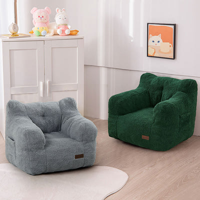 MAXYOYO Kids Sherpa Bean Bag Chair, Teddy Lazy Sofa for Girls and Boys,  Grey