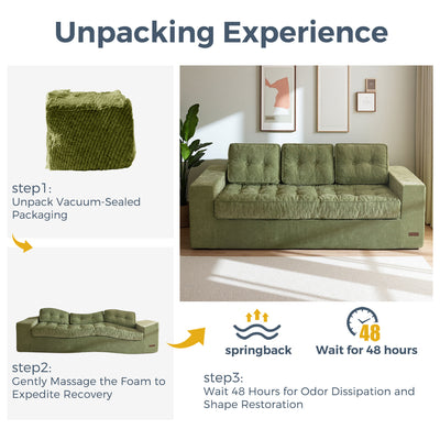 MAXYOYO Boneless Floor Sofa: Chenille 3-Seater Couch (Sofa in a Box)