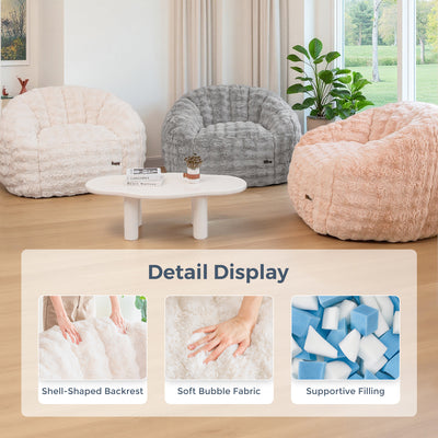 MAXYOYO Giant Bean Bag Chair for Adults, Faux Fur Shell-Shaped Floor Couch