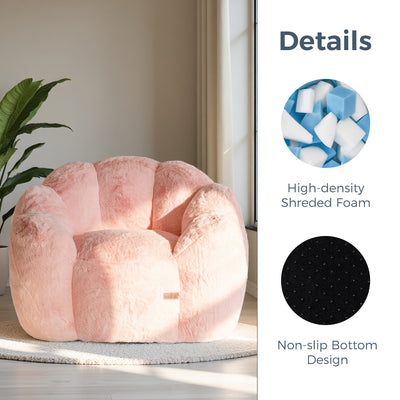 MAXYOYO Bean Bag Chair, Floral Shape Ultra Soft Faux Fur Petal Back Sofa for Adults, Single Size (Pink)