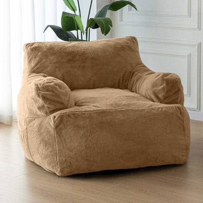 MAXYOYO Giant Bean Bag Chair, Faux Fur Stuffed Bean Bag Couch for Living Room, Khaki