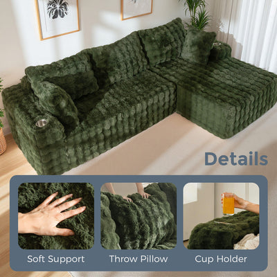 MAXYOYO Bubble 104" Modular Sectional Couch with L-Shape Chaise, Modern Boneless Couch for Living Room, Sofa in A Box