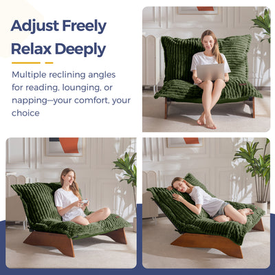 MAXYOYO Adjustable Living Room Chair, 3-Position Bean Bag Chair with Removable Cover, Upholstered Accent Chair with Frame, Soft Reclining Lounge for Bedroom, Apartment, Office