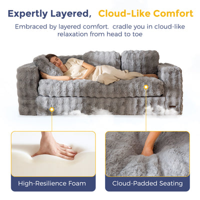 MAXYOYO 3 Seater Sofa for Living Room, Tufted Boneless Couch Bubbled Sofa Couch, Comfy Bean Bag Chair for Bedroom Apartment, No Assembly Needed