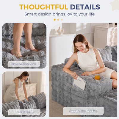 MAXYOYO 104" Modular Sectional Couch with L-Shape Chaise, Modern Boneless Couch for Living Room, Sofa in A Box, Oversized Sofa Sleeper with Deep Seat, No Assembly Required, Grey
