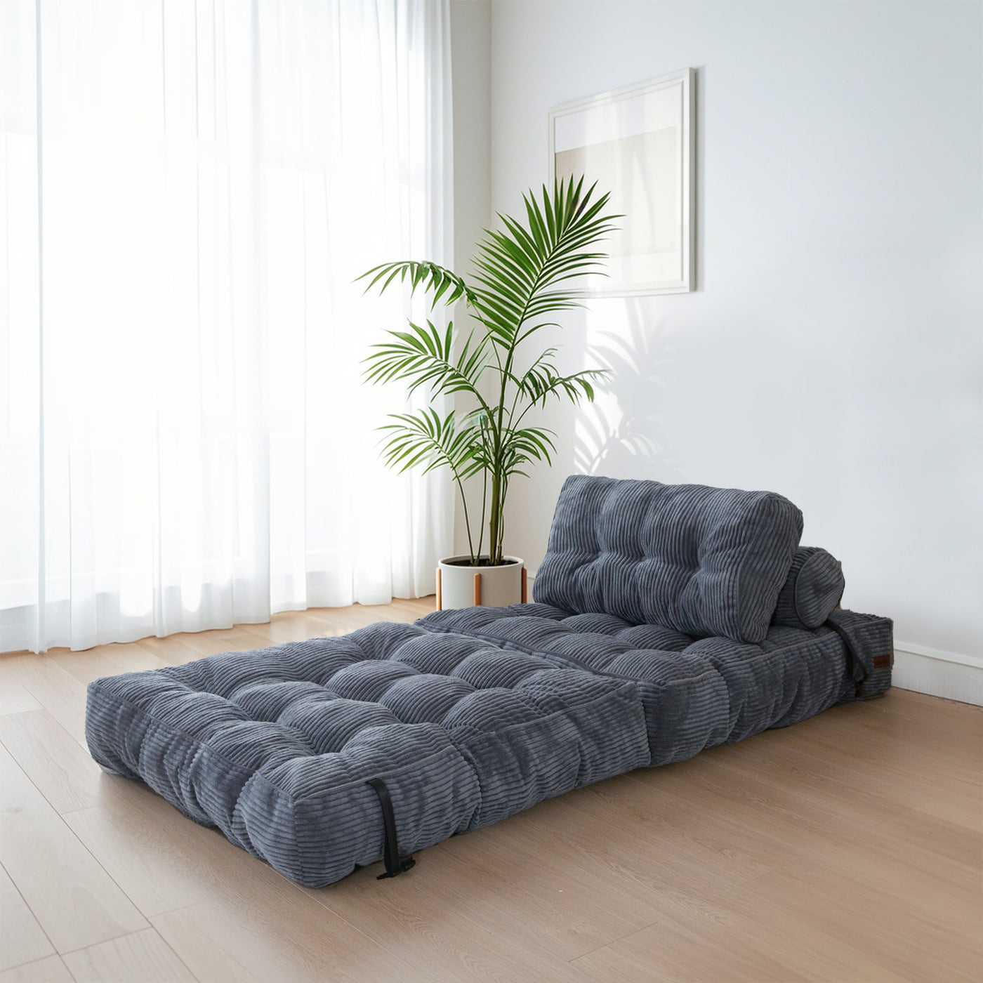 corduroy bean bag folding sofa#color_dark-grey