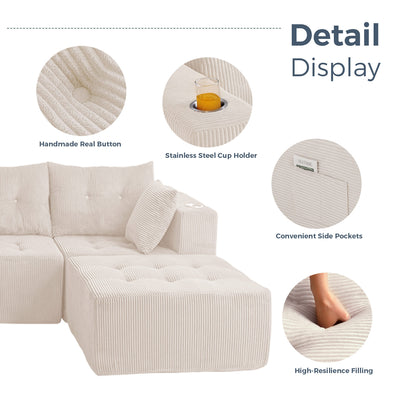 U Shaped Modular Sofa #color_beige