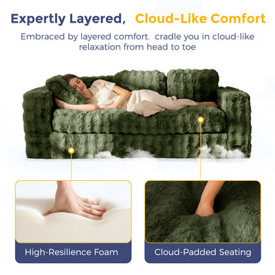 MAXYOYO 3 Seater Sofa for Living Room, Tufted Boneless Couch Bubbled Sofa Couch, Comfy Bean Bag Chair for Bedroom Apartment, No Assembly Needed