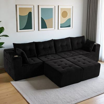 U Shaped Modular Sofa #color_black
