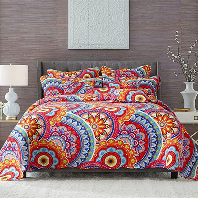 9pc Quilt Set - Super Beautiful Gorgeous Flowers 100% Cotton Bedspreads - American Village Orange